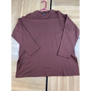 EILEEN FISHER Brown Long Sleeve Crew Neck Tunic Top S P